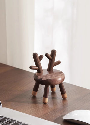 Kreativer Handyhalter aus edlem Walnuss- & Buchenholz | Miniatur-Stuhl als Schreibtisch-Organizer | Gopure Studio Gopure Studio