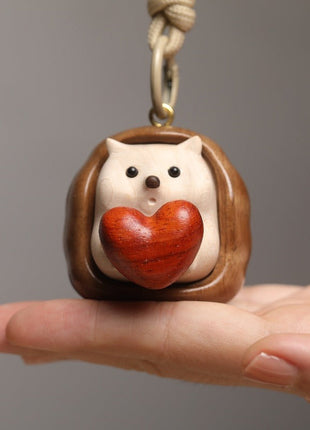 Süßer Igel Taschenanhänger aus Edelholz mit Magnet-Banane | Kreativer Schlüsselanhänger | Gopure Studio Gopure Studio